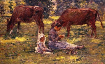 セオドア・ロビンソン Painting - 牛を観察する セオドア・ロビンソン